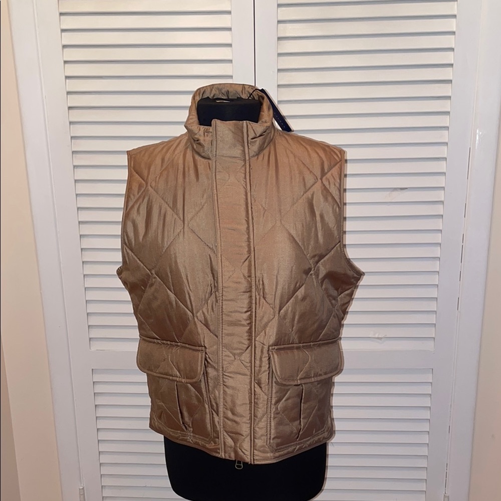 Ralph Lauren Tan Quilted Vest silk  XL  light and stylish